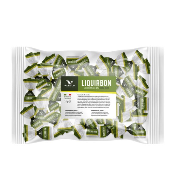 LIQUIRBON, caramelle con cuore di liquirizia incartate singolarmente sfuse in busta (1 kg)