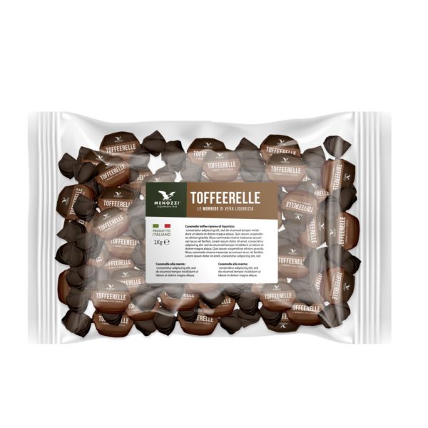 TOFFEERELLE, tofee morbido alla liquirizia incartate singolarmente in busta (1 kg)