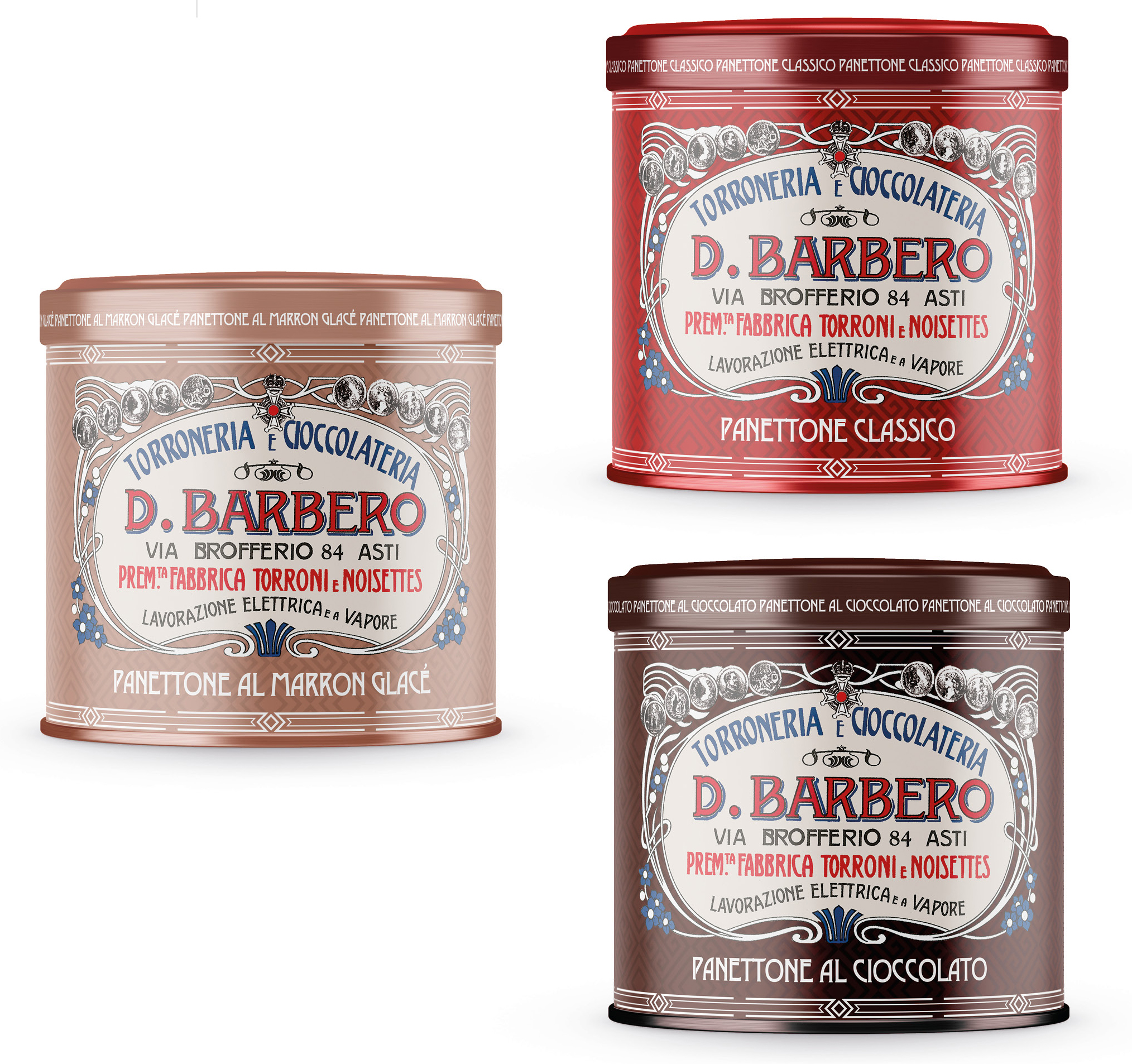 Panettoni misti in latta, Classico, cioccolato e marron glacé (750 g)