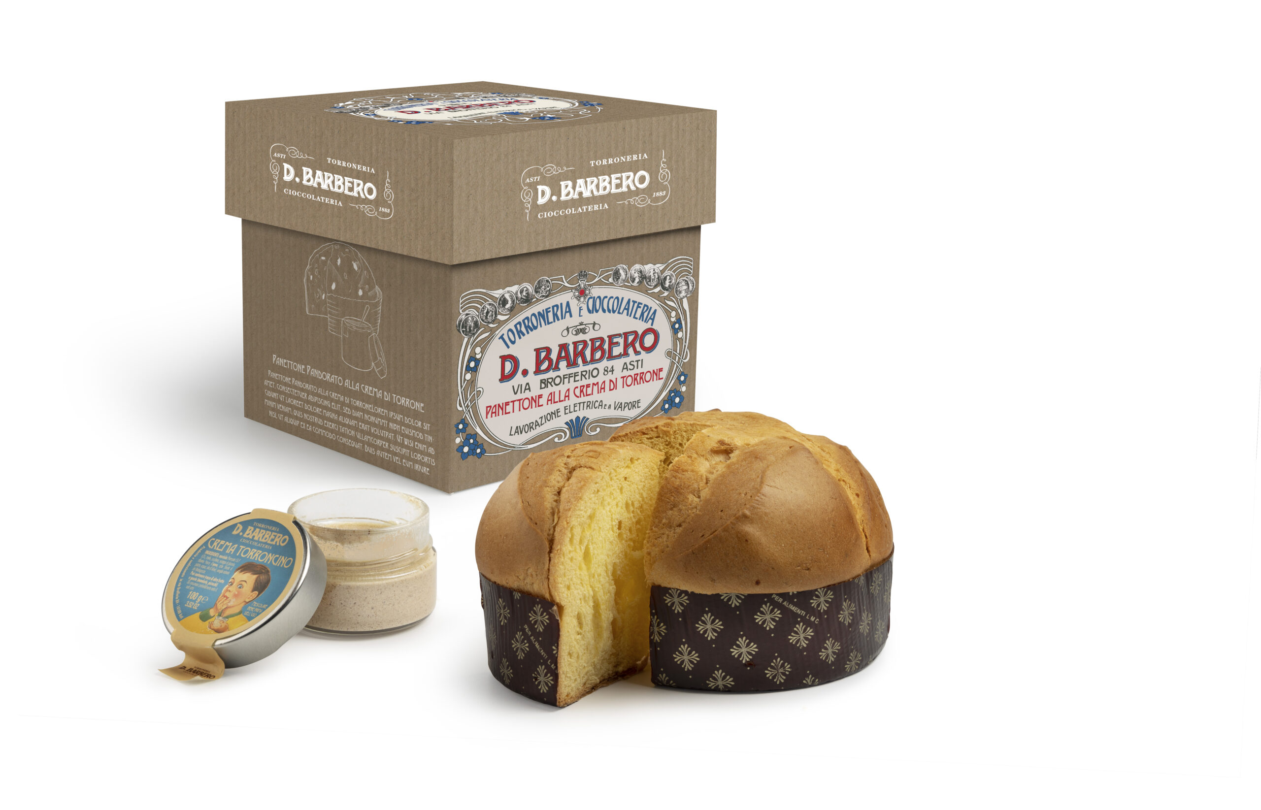 Panettone con crema al torroncino ricoperto di cioccolato (500 g)