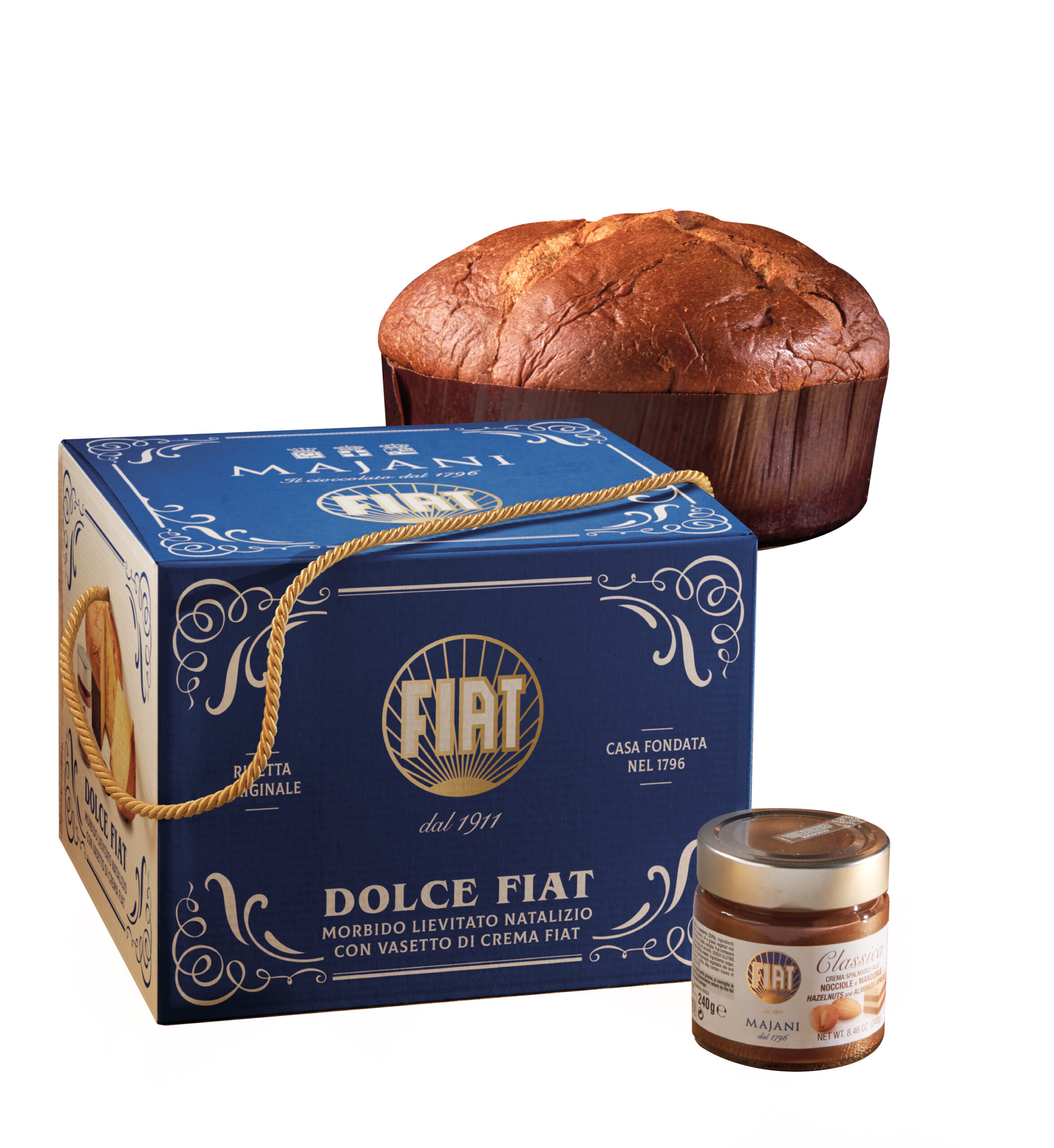 PANDORO DOLCE FIAT, morbido lievitato Natalizio con vasetto di crema FIAT (990 g)