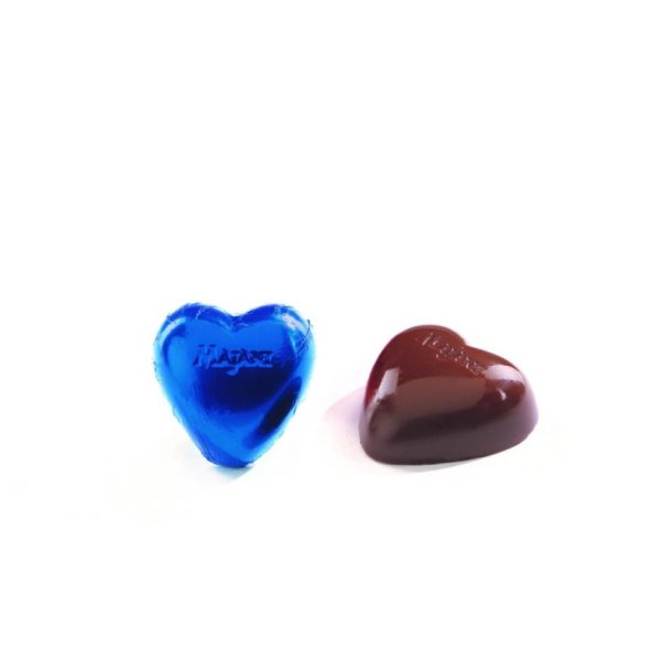 CUORE BLU sfuso, Cuori di finissimo cioccolato fondente ripieno di crema Fiat Noir (3 kg)