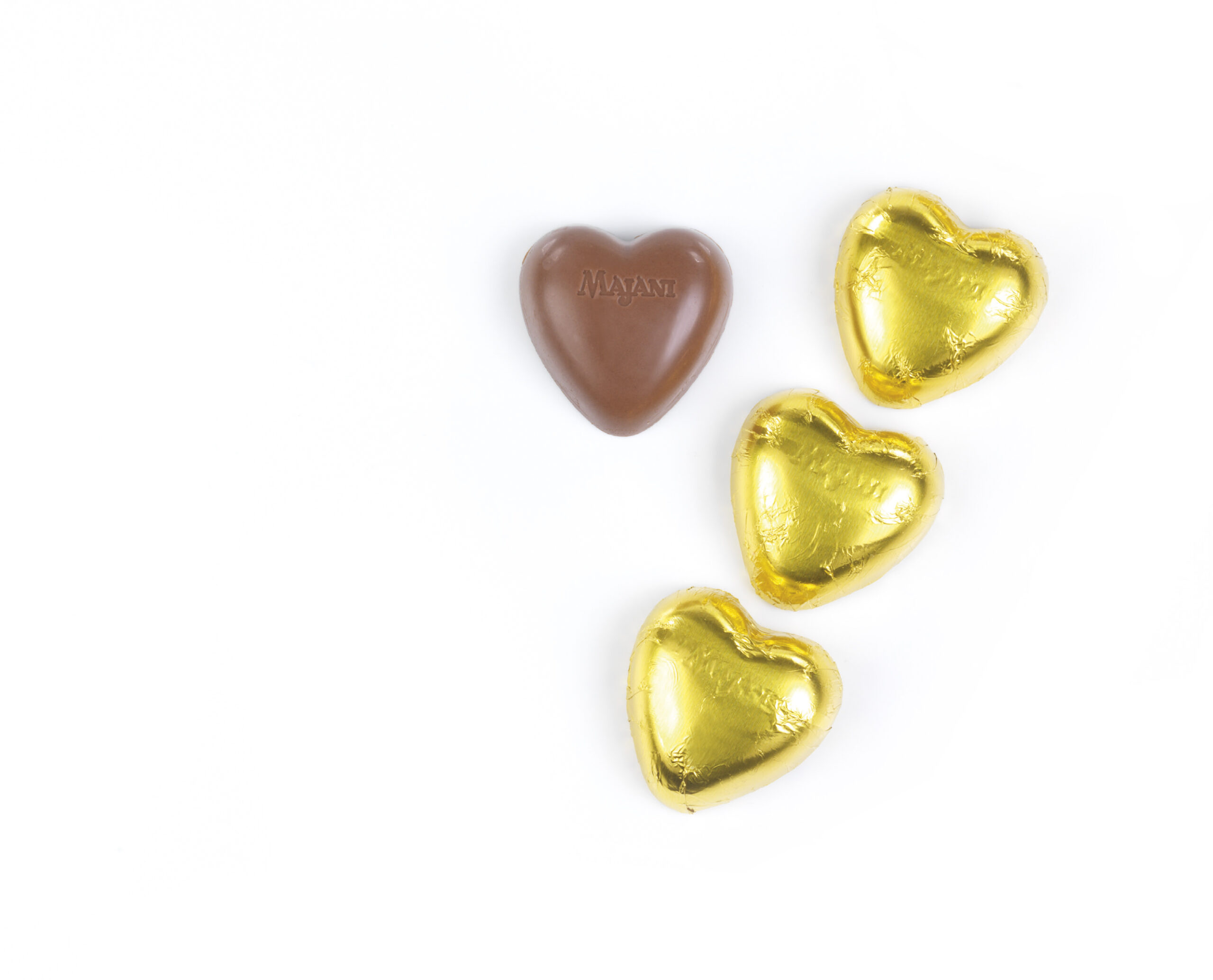 CUORI GIALLI sfuso, Cuori di finissimo cioccolato al latte extra (3 kg)