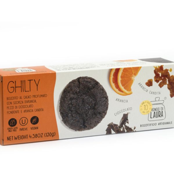 Ghilty, biscotto al cacao con scorza d'arancio e pezzi di Cioccolato e Arancia candita (130 g)
