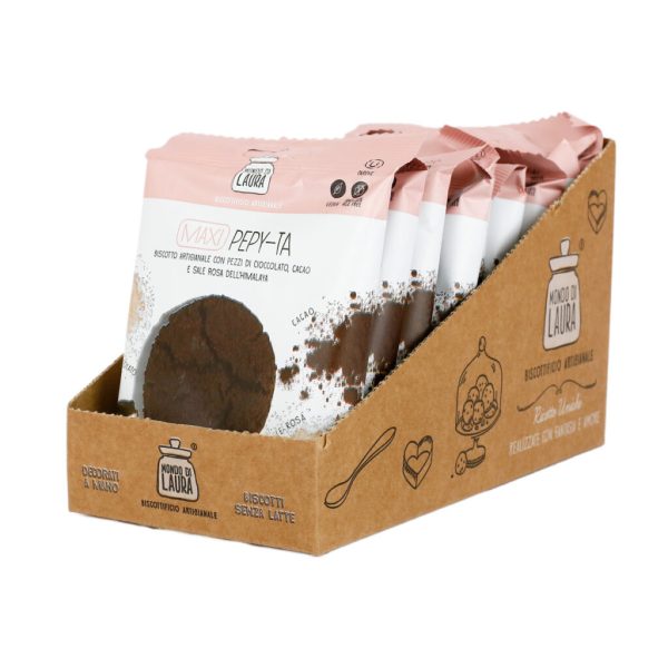 Maxi Pepy-ta, biscotto al cacao con pezzi di cioccolato fondente e sale rosa dell'Himalaya (60 g)