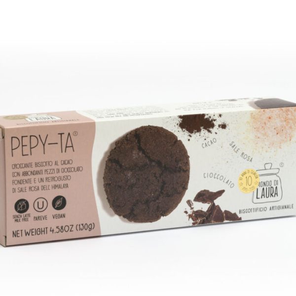 Pepy-ta, biscotto al cacao con pezzi di cioccolato fondente e sale rosa dell'Himalaya  (130 g)