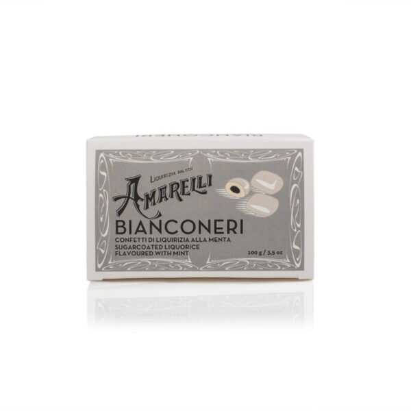 BIANCONERI, Liquirizia alla menta ricoperta di zucchero (100 g)