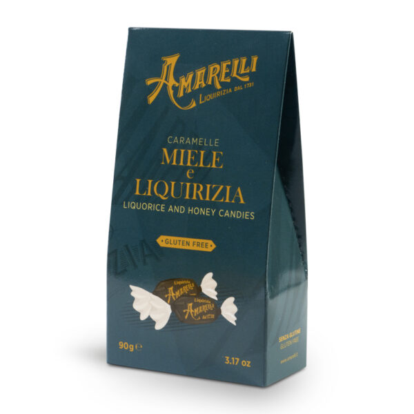 Caramelle MIELE E LIQUIRIZIA, Squisite caramelle artigianali di solo miele italiano, incartate singorlarmente (90 g)