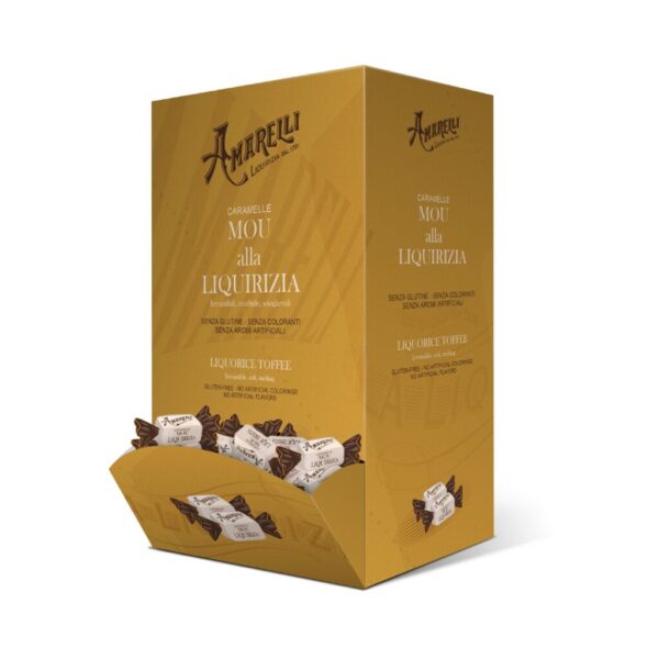 MOU ALLA LIQUIRIZIA, Caramelle alla liquirizia, senza Glutine, senza coloranti e senza aromi artificiali. Incartate singolarmente (1 kg)