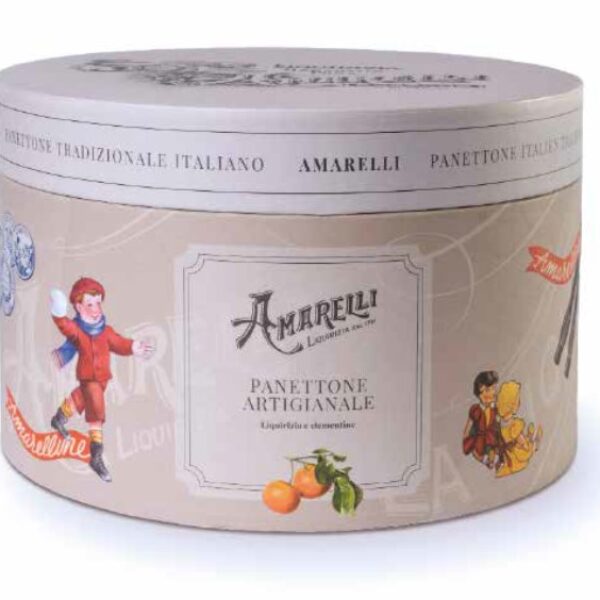 Panettone tradizionale con liquirizia e clementine in scatola di latta (1 kg)