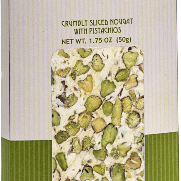 Singola torronfetta con pistacchi in astuccio da 50 g, cartone da 20 confezioni
