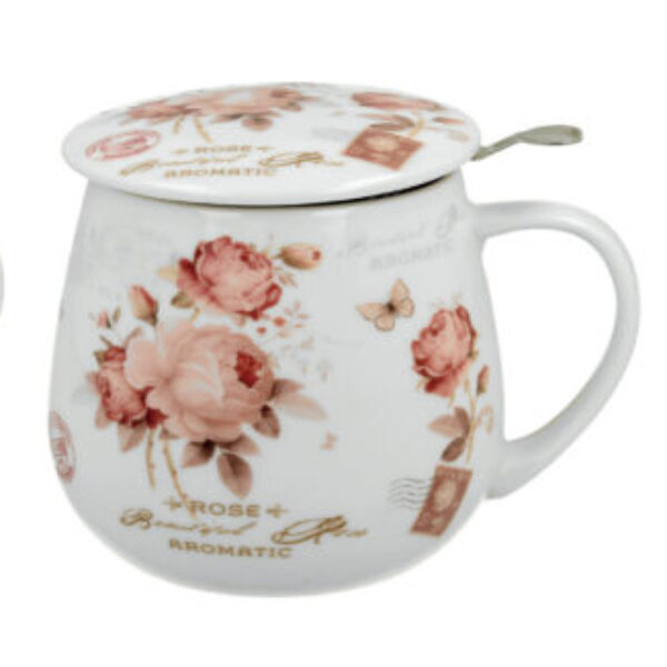 LOVING FLOWERS - Tisaniera in porcellana 0,4 l. con filtro in acciaio in gift box (400 ml)