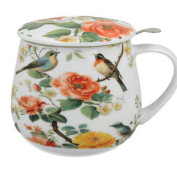 LOVING BIRDS, Tisaniera in porcellana con filtro in acciaio in gift box (400 ml)