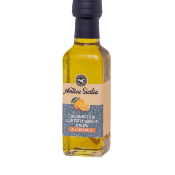 Condimento in olio e.v.o. all'Arancia in bottiglia rettangolare (10 cl
