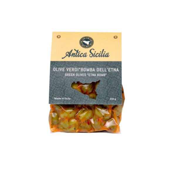 Olive verdi "bomba dell'Etna, sottovuoto cavallotto (350 g)