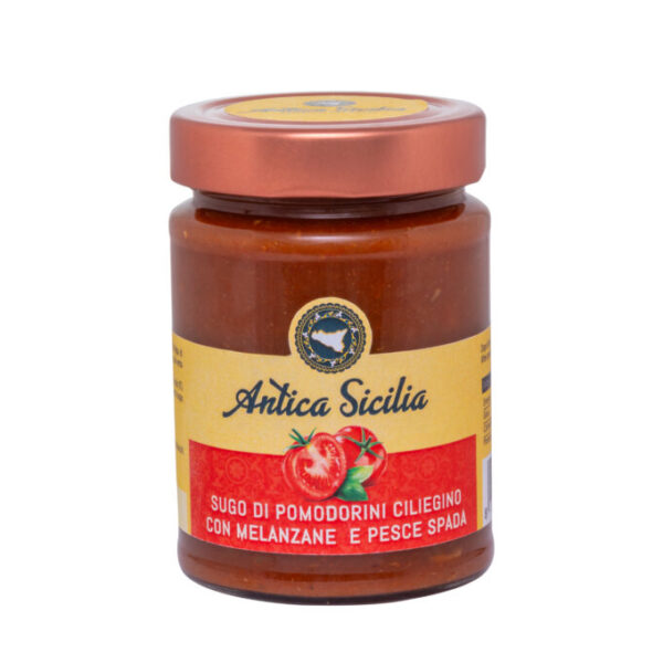 Sugo di pomodorini ciliegino con melanza e pesce spada (280 g)