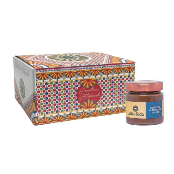 Box Panettone Etna al pistacchio con stoffa (1 kg)