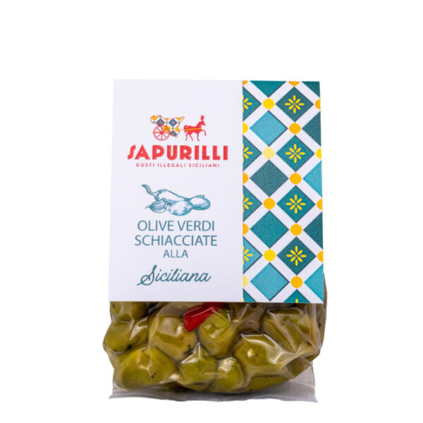 SAPURILLI - Olive verdi schiacciate alla Siciliana (300 g)